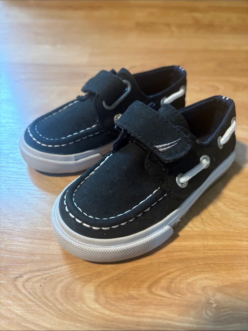 Nautica Kids Black Canvas Little River Boat shoes